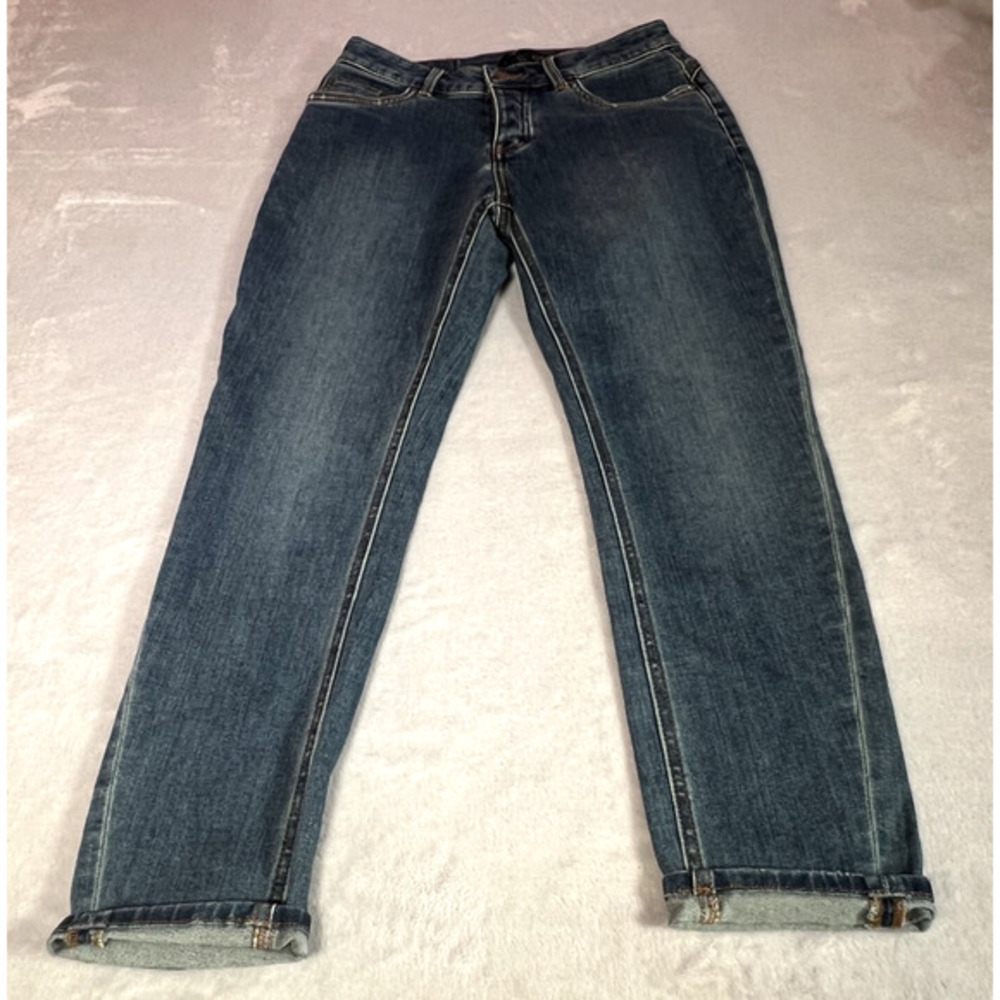 prAna Jeans Womens 0 Blue Denim Buxton‎ Button Fly Mid Rise Boyfriend Slim Fit